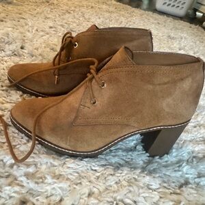 Tory Burch Brown Suede Lace-Up Ankle Booties